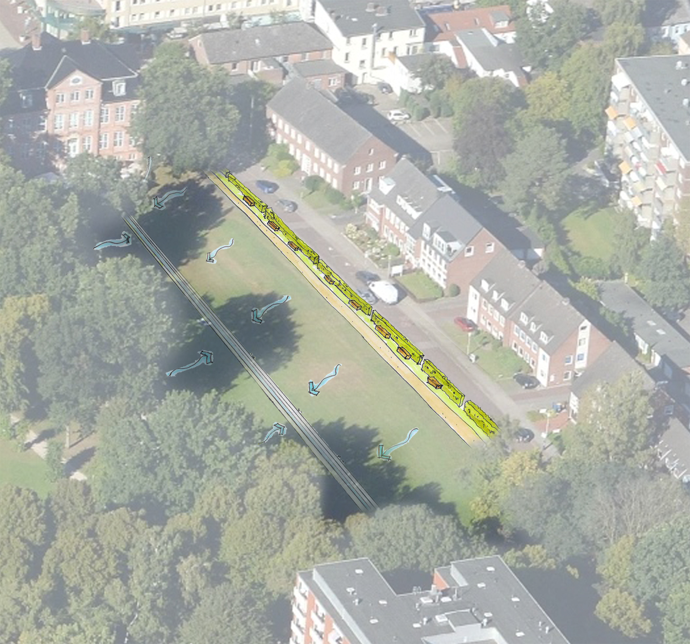 Konzeptidee zentrale Sichtachse